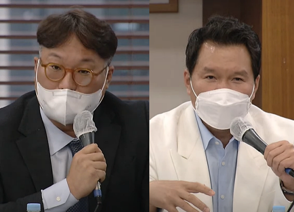 최상훈 한국방송협회 정책협력부장(왼쪽), 최경진 CJ ENM ESG 담당 (한국방송학회 유튜브 중계화면 갈무리)