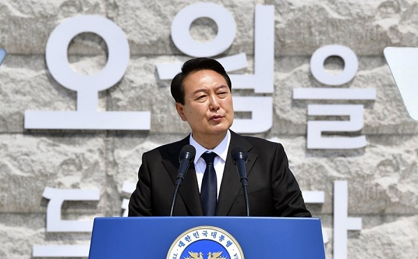 윤석열 대통령이 지난 5월 18일 오전 광주 북구 국립 5·18 민주묘지에서 열린 제42주년 5·18민주화운동 기념식에서 기념사 하고 있다(사진=연합뉴스)