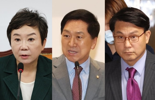 (왼쪽부터)국민의힘 정미경 전 최고위원, 김기현 전 원내대표, 윤상현 의원 (사진=연합뉴스)