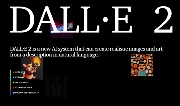 DALL-E 2 홈페이지 화면 갈무리