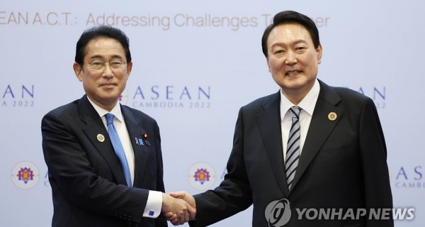 ㅈ지난해 11월 정상회담 당시 윤석열 대통령과 기시다 후미오 일본 총리 (사진=연합뉴스)