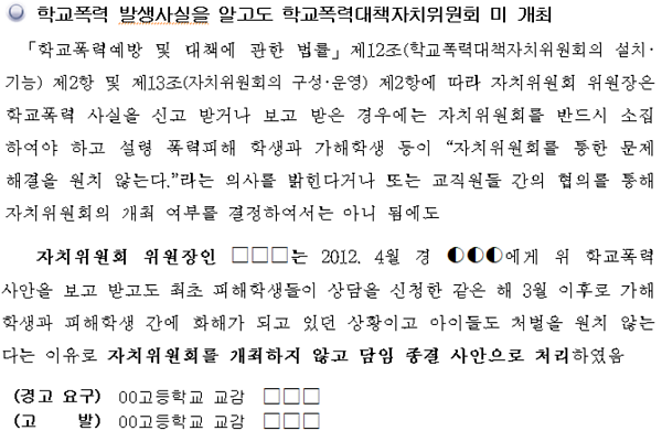 2015년 11월 서울시교육청 하나고 특별감사 결과 보고서 갈무리