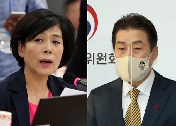 최민희 전 민주당 의원(왼쪽), 김창룡 전 방송통신위원회 상임위원 (사진=연합뉴스, 방송통신위원회)