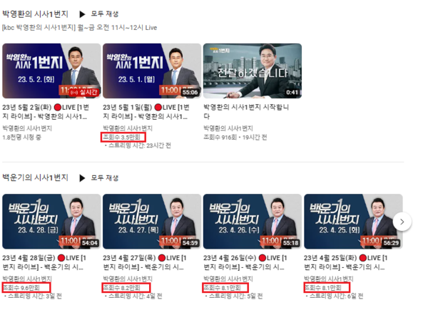 KBC 라디오 '시사 1번지' 유튜브 채널 갈무리