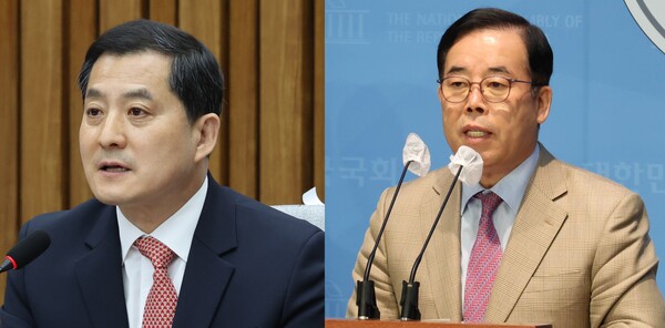 박대출 국민의힘 정책위의장(왼쪽)과 박성중 국민의힘 의원(오른쪽) (사진=연합뉴스)