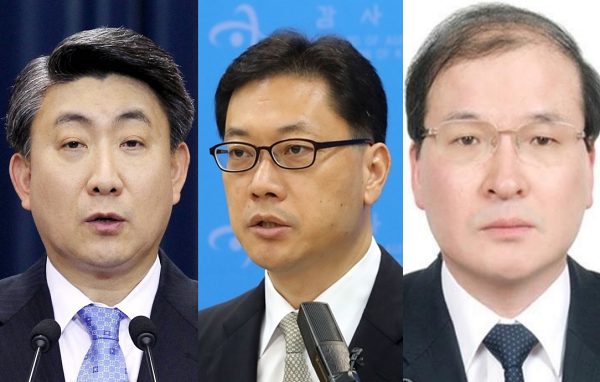 (왼쪽부터) 이동관 대통령실 대외협력특별보좌관, 조성은 감사교육원장, 이상인 방송통신위원회 상임위원 (사진=연합뉴스)