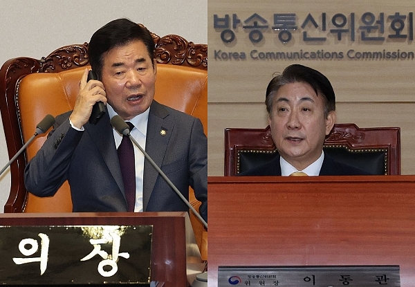 김진표 국회의장(왼쪽), 이동관 방송통신위원장 (사진=연합뉴스)