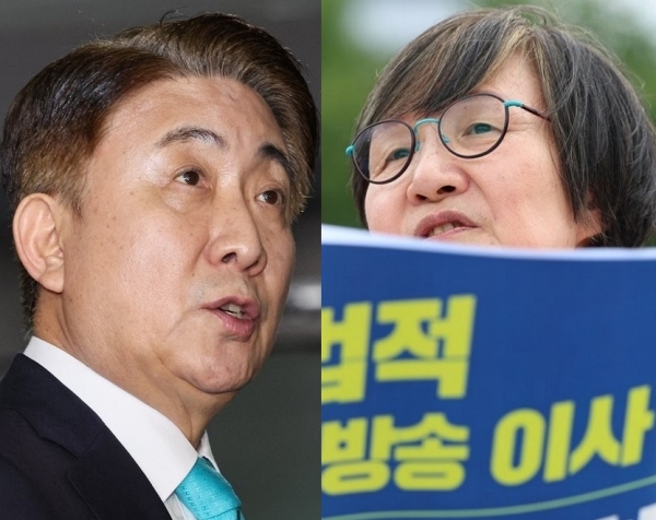 이동관 방송통신위원장(왼쪽), 권태선 전 방송문화진흥회 이사장 (사진=연합뉴스)