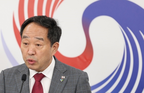 지난해 6월 23일 강승규 시민사회수석이 서울 용산 대통령실 오픈라운지에서 국민제안 홈페이지 창구 개설과 관련해 브리핑을 하는 모습 (사진=연합뉴스)