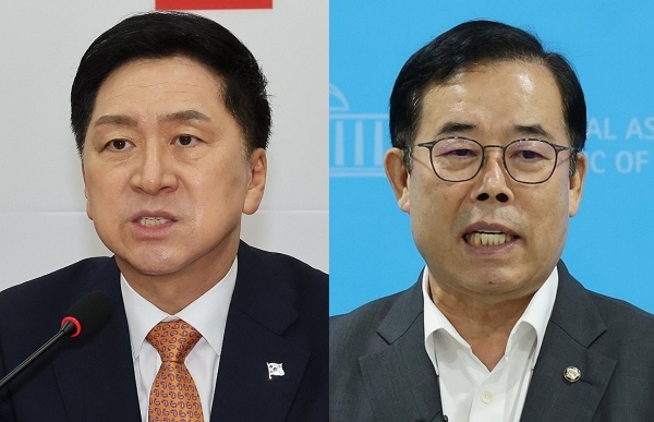 국민의힘 김기현 대표(왼쪽)와 박성중 의원 (사진=연합뉴스)