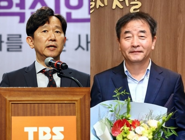 TBS 정태익 대표이사(왼쪽)와 박노황 이사장 (사진=연합뉴스)