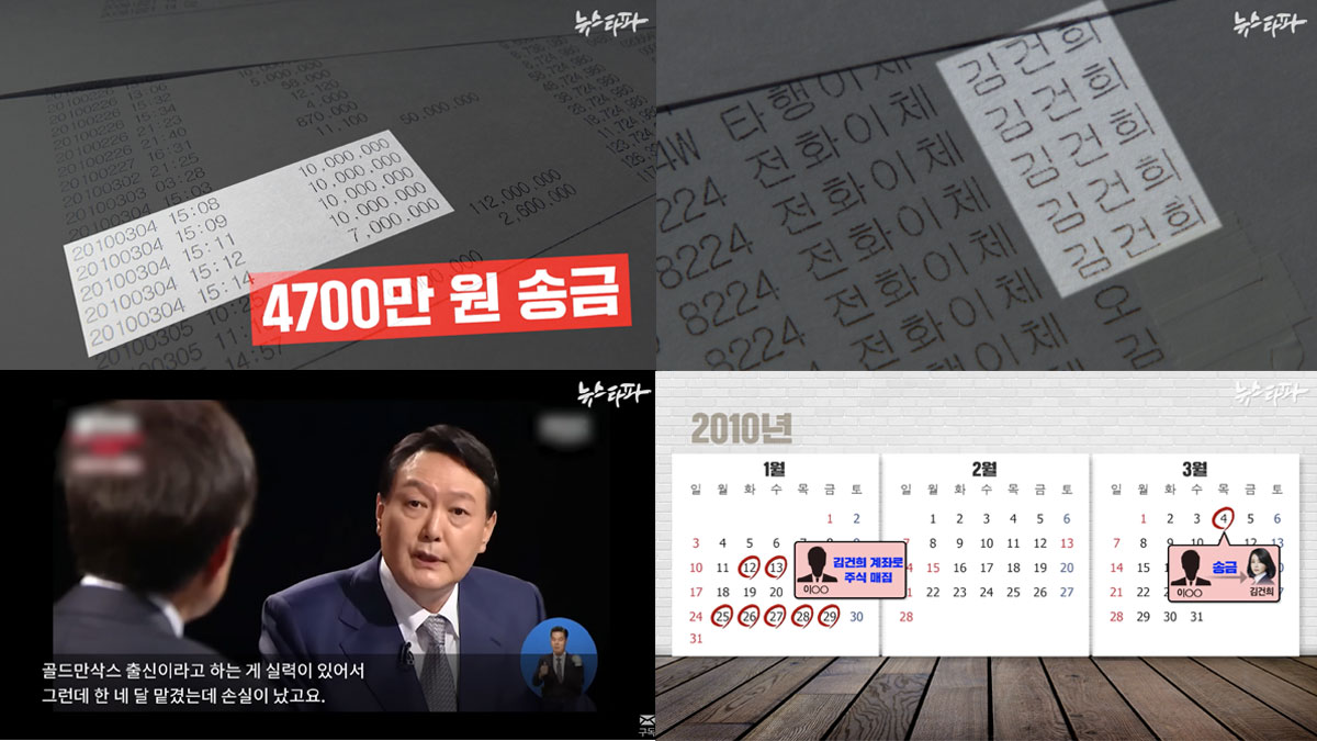 [주간 뉴스타파] ‘도이치 선수 문건 입수, 김건희 관여 새 정황 나왔다’ 보도화면 갈무리