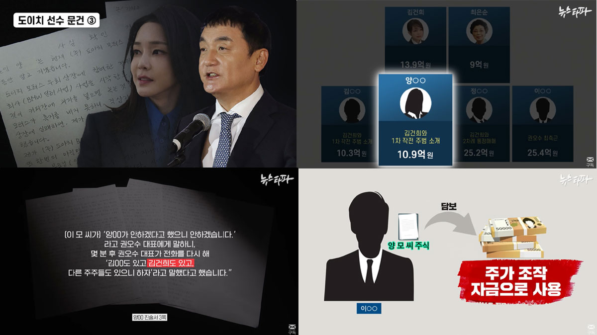 [주간 뉴스타파] ‘도이치 선수 문건 입수, 김건희 관여 새 정황 나왔다’ 보도화면 갈무리