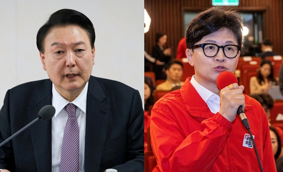 윤석열 대통령, 한동훈 국민의힘 비상대책위원장 (사진=연합뉴스)