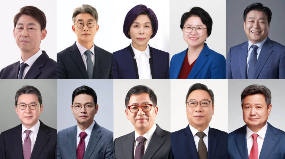 (왼쪽 상단부터 시계방향)더불어민주당 이훈기·노종면·최민희·김현·양문석, 국민의힘 김장겸·정연욱·이상휘·박정훈·신동욱 당선자