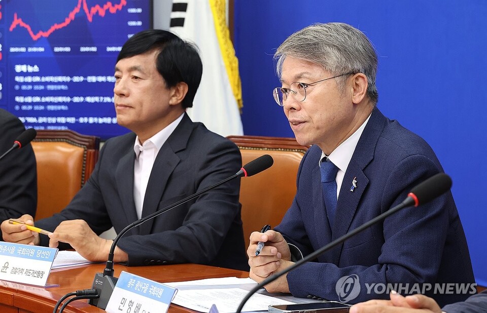 더불어민주당 민형배 의원이 발언을 하고 있다.(사진=연합뉴스)