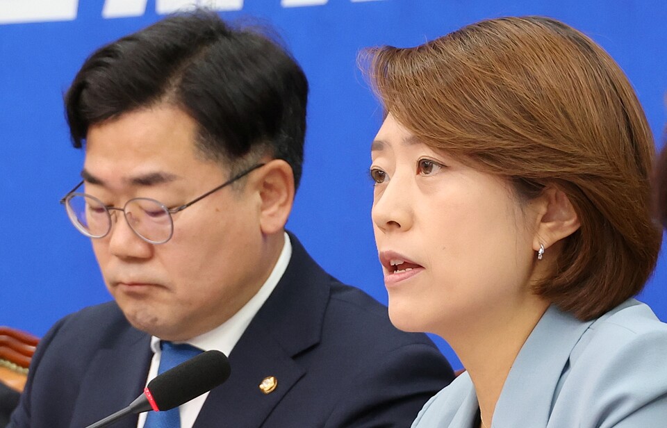 더불어민주당 박찬대 원내대표(왼쪽)와 고민정 최고위원 (사진=연합뉴스)