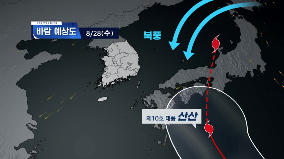 태풍 ‘산산’ 진로와 전망 (사진=KBS 뉴스9)
