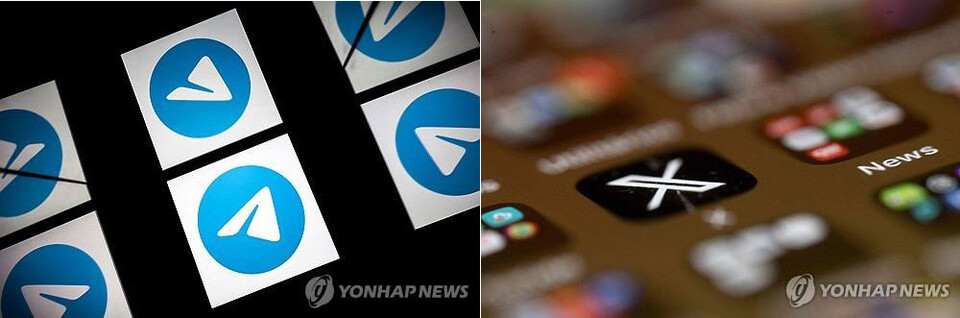 텔레그램, 엑스 로고 이미지(사진=연합뉴스)