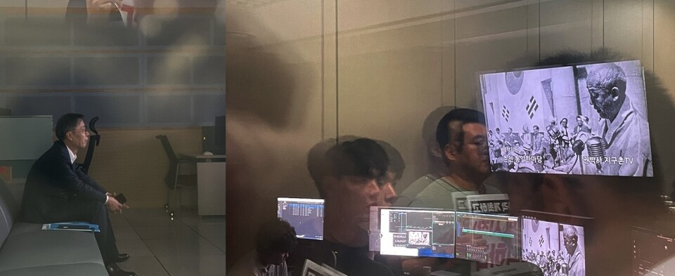 지난달 31일 KBS 구성원들의 반대 속에 종합편집실에서 '기적의 시작'이 편집되는 모습 (사진=전국언론노동조합 KBS본부)