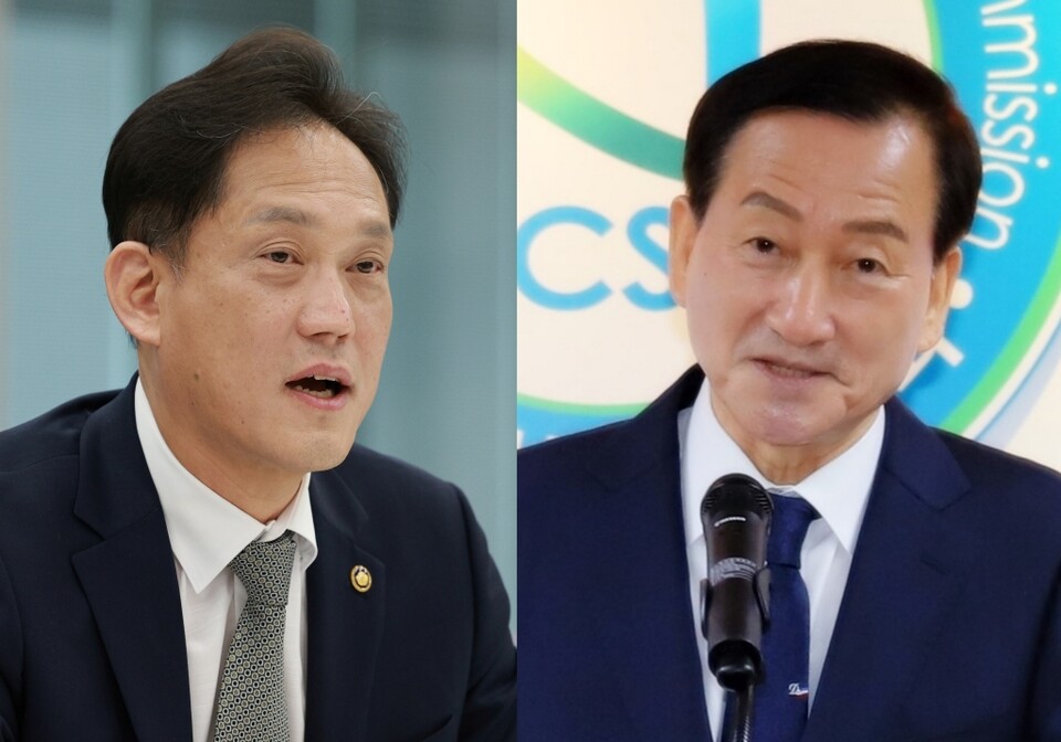 김태규 방송통신위원장 직무대행(왼쪽), 류희림 방송통신심의위원장 (사진=방송통신위원회, 방송통신심의위원회)