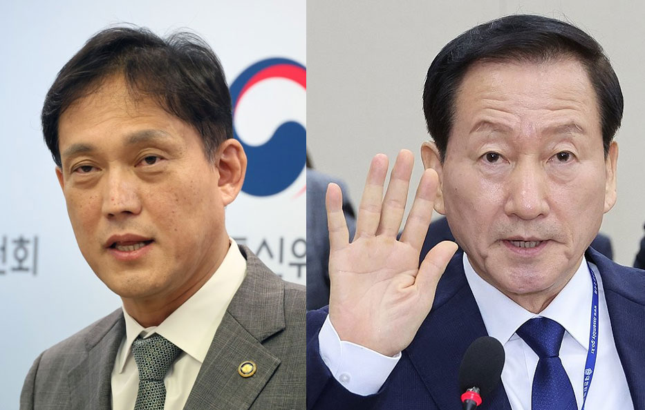 김태규 방통위원장 직무대행(왼쪽)과 류희림 방통심의위원장(오른쪽) (사진=연합뉴스)