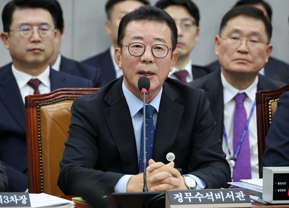 홍철호 대통령실 정무수석이 19일 오후 국회 운영위원회 전체회의에서 발언하고 있다 (사진=연합뉴스)