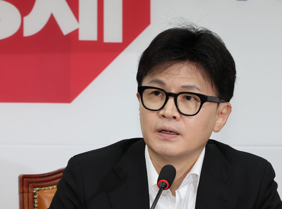 국민의힘 한동훈 대표가 6일 오전 국회에서 열린 긴급최고위원회의에서 발언하고 있다. (서울=연합뉴스)
