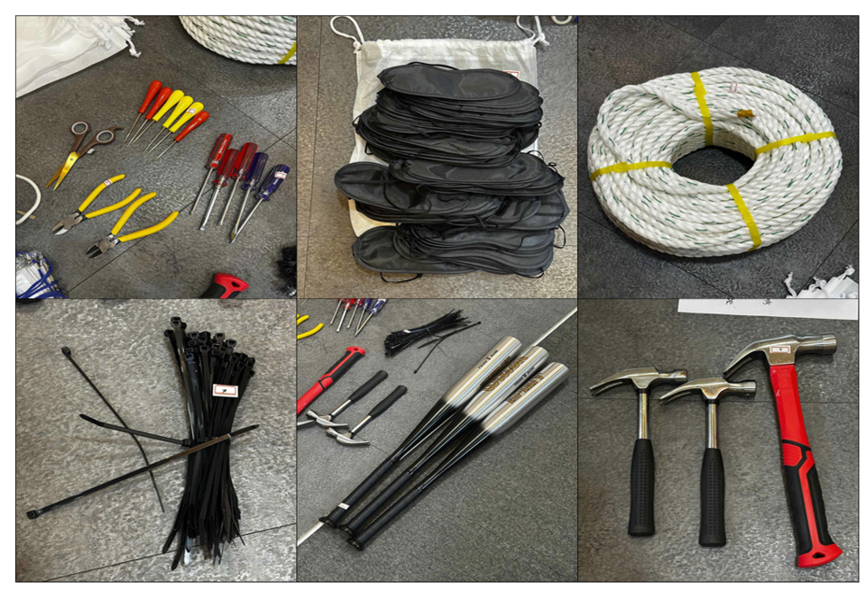 선거관리위원회 직원 체포조가 준비한 도구 (검찰 비상계엄 특별수사본부 보도참고 자료)