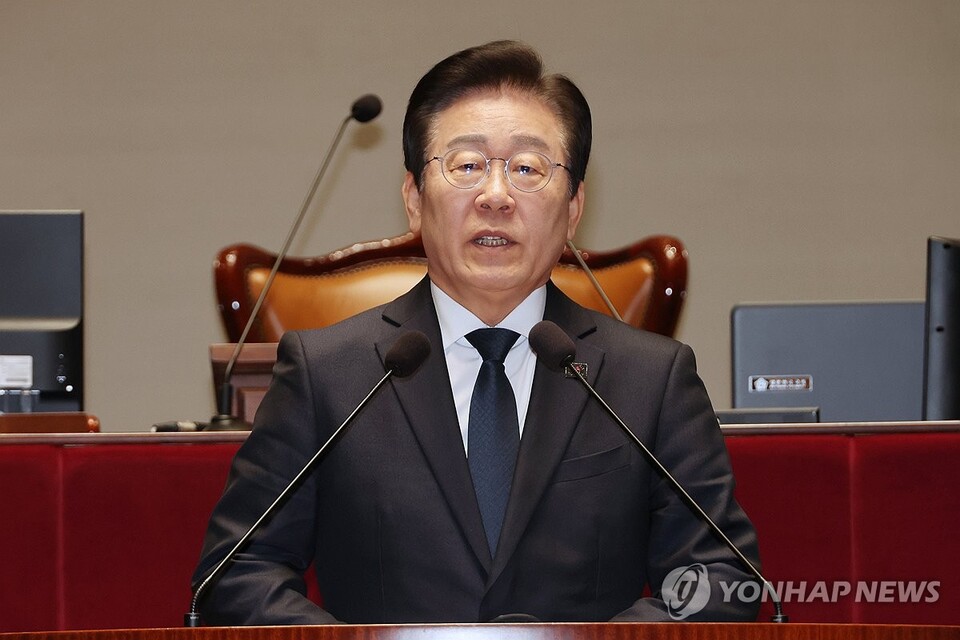  더불어민주당 이재명 대표가 6일 오전 서울 여의도 국회에서 열린 의원총회에서 발언하고 있다. (사진=연합뉴스)