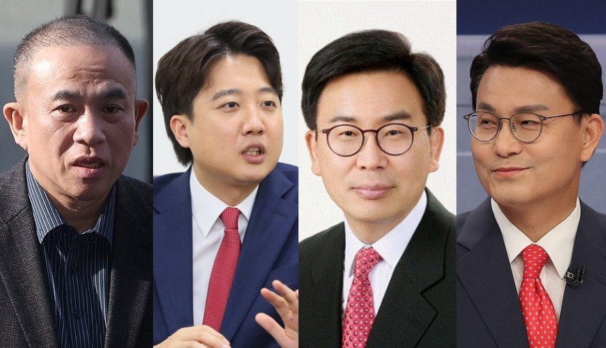 (왼쪽부터)명태균 씨, 이준석 전 국민의힘 대표, 함성득 경기대 교수, 윤상현 전 국민의힘 공천관리위원장 (사진=연합뉴스)