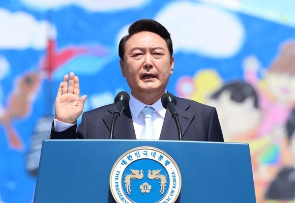 2022년 5월 10일 윤석열 대통령이 취임식에서 선서하는 모습 (사진=연합뉴스)