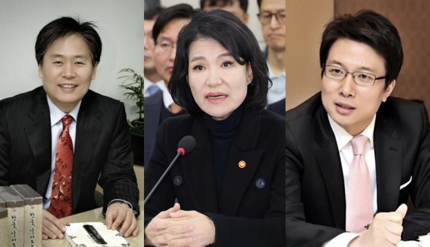 (왼쪽부터)최재혁 대통령실 홍보기획비서관, 이진숙 방통위원장, 신동호 EBS 이사 (사진=연합뉴스, MBC)