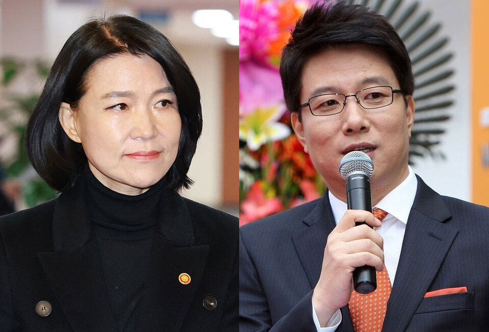 이진숙 방송통신위원장, 신동호 EBS 이사 (사진=연합뉴스)