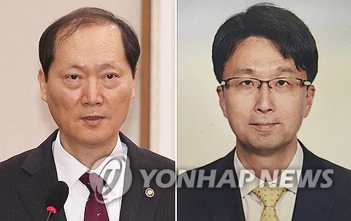 한덕수 대통령 권한대행 국무총리는 8일 열흘 뒤 임기가 종료되는 문형배 헌법재판소장 직무대행과 이미선 헌법재판관의 후임자로 이완규 법제처장(왼쪽)과 함상훈 서울고등법원 부장판사를 지명했다.(연합뉴스)