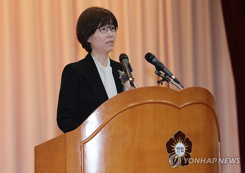 퇴임사 하는 이미선 헌법재판관(연합뉴스)