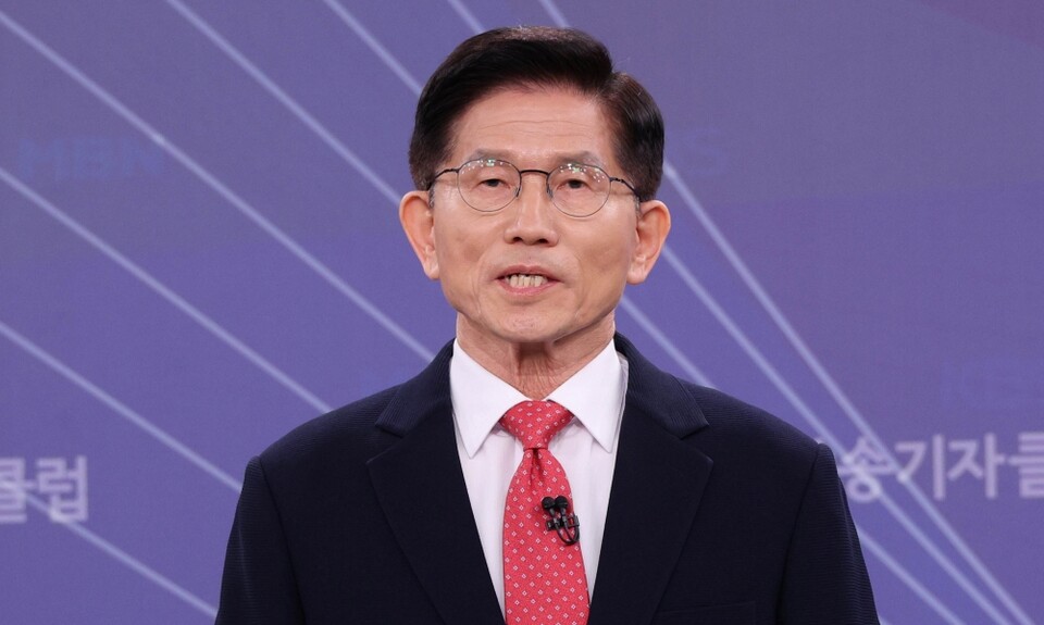 21일 국민의힘 김문수 대선 후보가  한국방송기자클럽 초청 토론회에서 발언하고 있다 (사진=연합뉴스)
