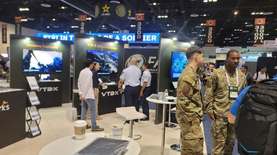 2024년 12월 미국 플로리다주 올랜도에서 열린 I/ITSEC 행사에 마련된 네비웍스 부스 모습