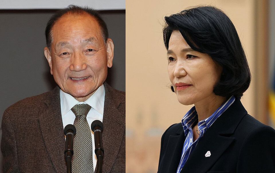 김효재 언론재단 이사장(왼쪽), 이진숙 방송통신위원장 (사진=연합뉴스)