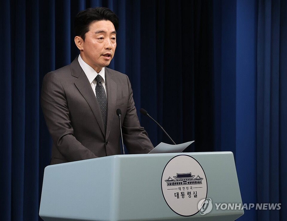  강훈식 대통령 비서실장이 23일 용산 대통령실에서 장관 후보자 지명 관련 브리핑을 하고 있다.(사진=연합뉴스)