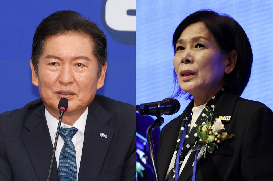 더불어민주당 정청래 대표(왼쪽)와 최민희 언론개혁특별위원장 (사진=연합뉴스)