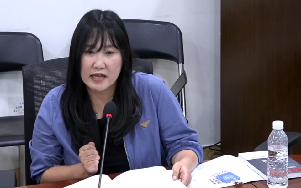 송지연 전국언론노동조합 TBS지부 공동비대위원장 (민주언론시민연합 유튜브 중계화면)