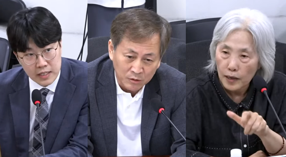 (왼쪽부터)소현민 변호사, 양한열 오픈미디어연구소장, 유선영 전 TBS 이사장 (민주언론시민연합 유튜브 중계화면)
