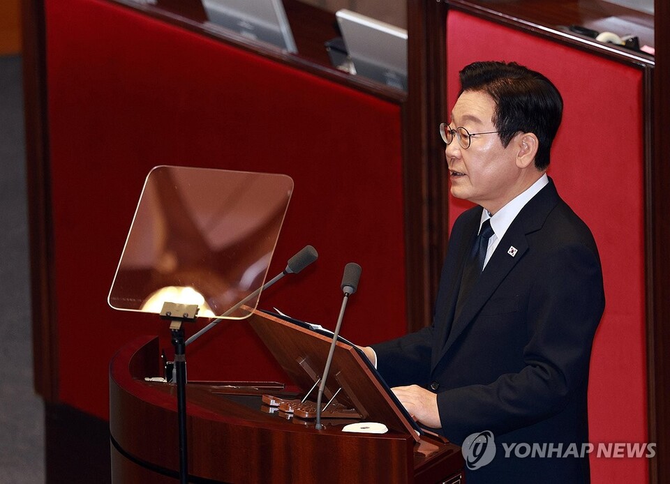 이재명 대통령이 4일 국회 본회의장에서 2026년도 정부 예산안 시정연설을 하고 있다.(사진=연합뉴스)